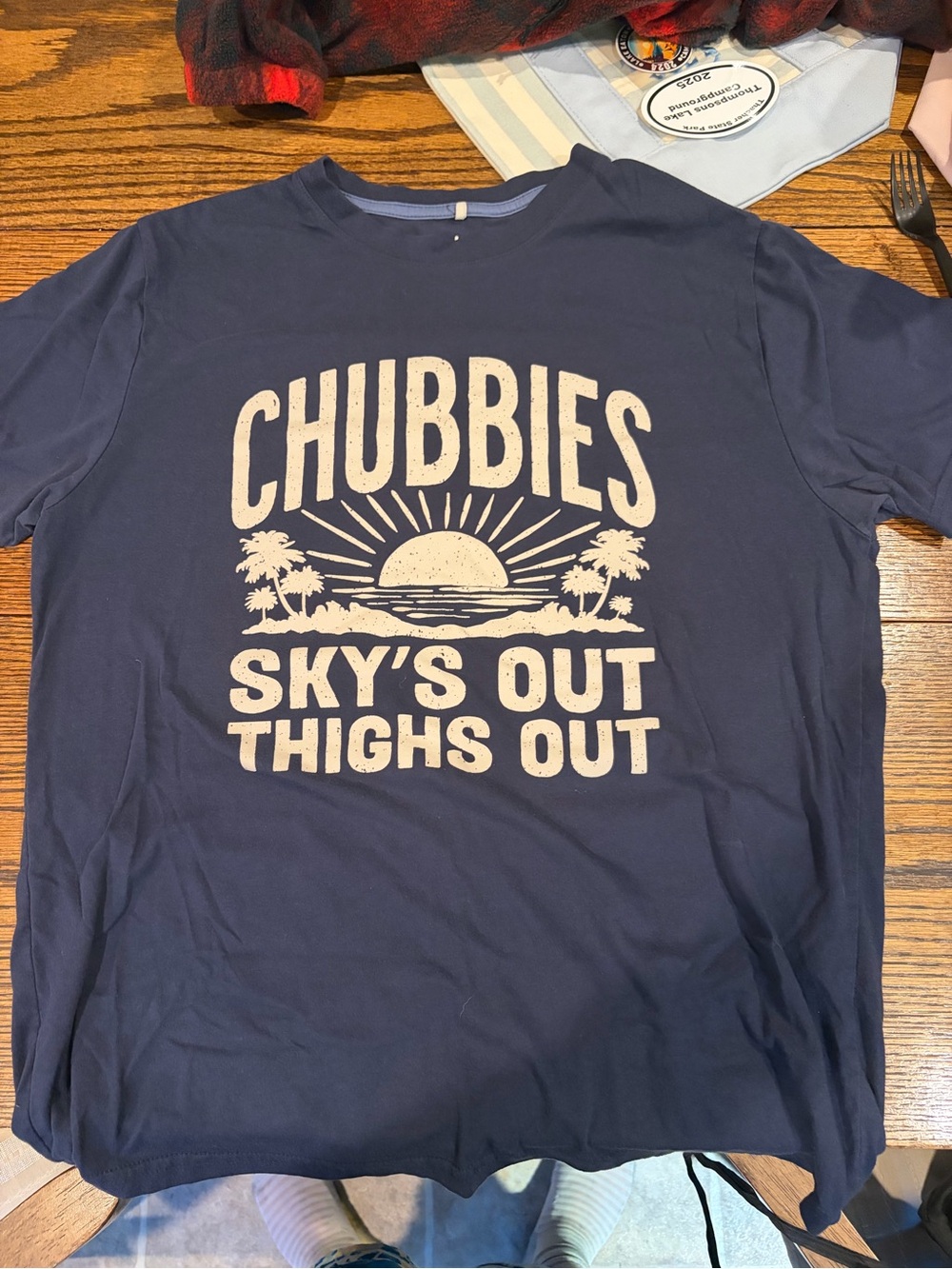 chubbies Navy Graphic Tee with Cream Sunset Logo